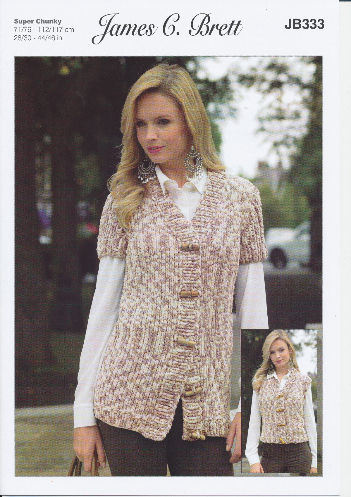 James Brett Flutterby Super Chunky Knitting Pattern Womens Waistcoats